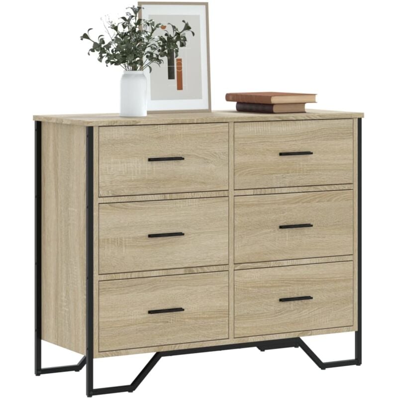 vidaXL Commode chêne sonoma 91x35,5x74,5 cm bois d'ingénierie