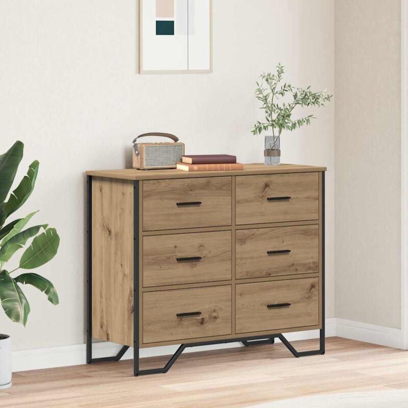 Commode chêne artisanal 91 x 35.5 x 74.5 cm Bois d'ingénierie Vidaxl