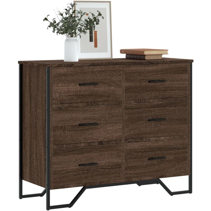 Commode chêne marron 91x35,5x74,5 cm bois d'ingénierie vidaXL471263
