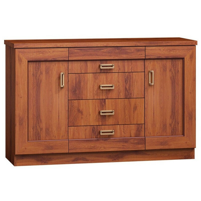 Commode Lircava 105, Chêne vieilli, Avec tiroirs et portes, Nombre de tiroirs: 0, 90x140x44cm