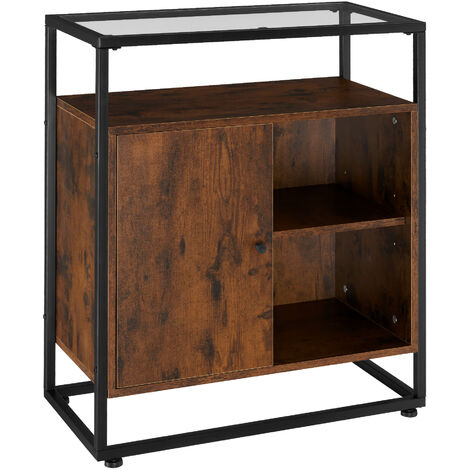Commode Style Industriel en Bois et Acier foncé