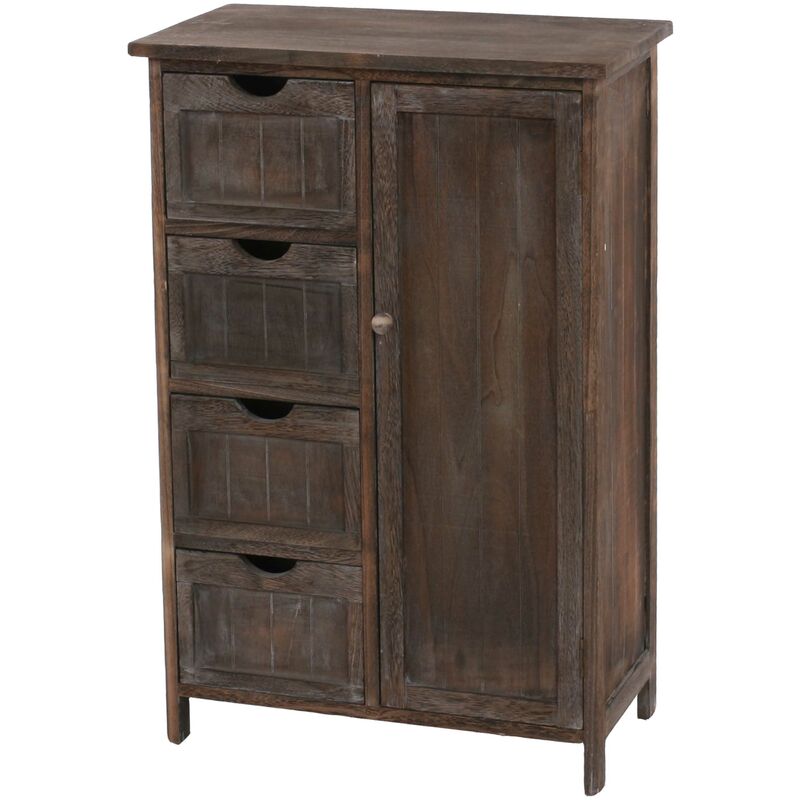 commode style vintage meuble d'appoint à tiroirs 82x55x30cm en bois de paulownia marron