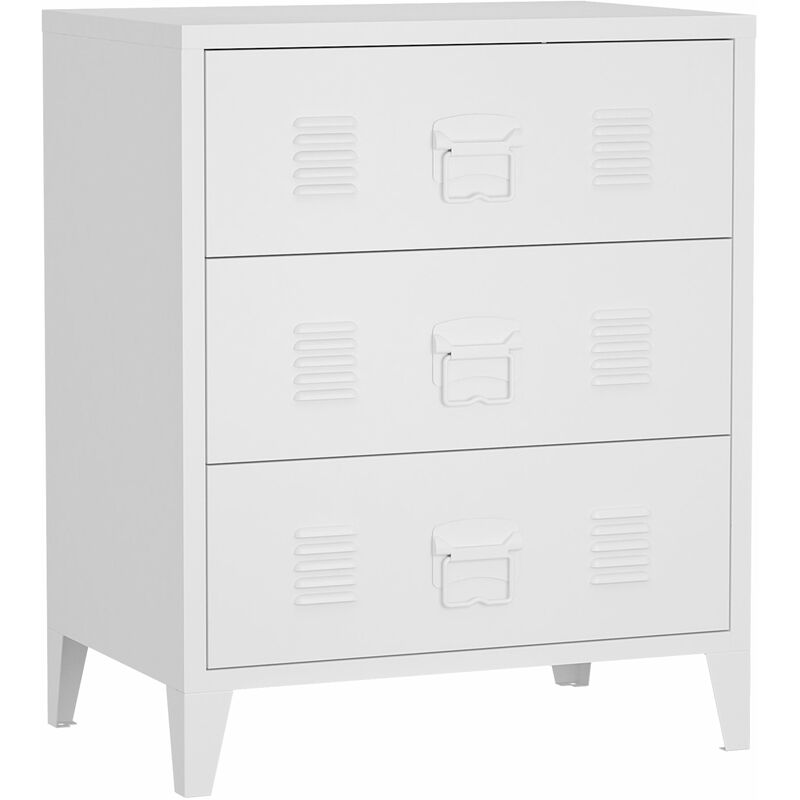Commode stylée meuble de rangement pratique métallique acier 72 x 60 x 40 cm blanc
