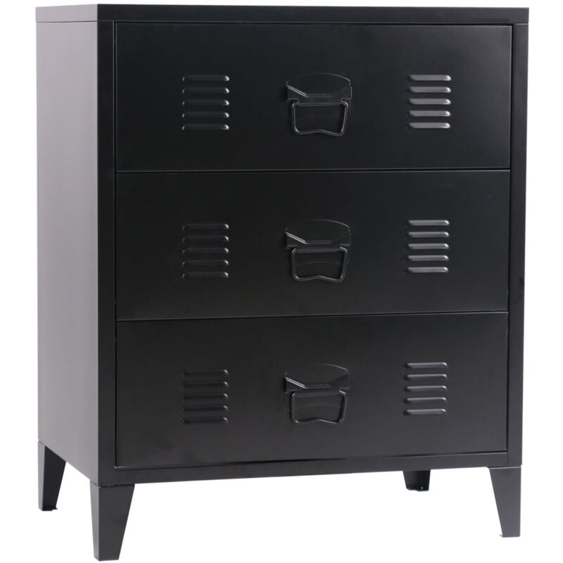 Commode stylée meuble de rangement pratique métallique acier 72 x 60 x 40 cm noir