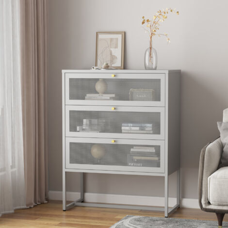 Commode Sund acier 105 x 80 x 40 cm gris [en.casa]