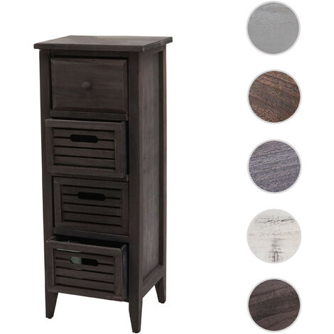 Commode T18 - Armoire à tiroirs - 4 tiroirs - 74x30x25cm Shabby-Look Vintage - gris-brun