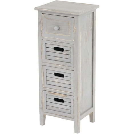Commode / table d'appoint / armoire, 4 tiroirs, 30x25x74cm, shabby, vintage, gris