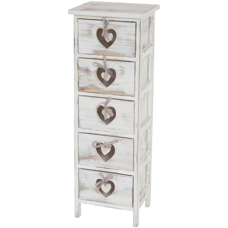 [JAMAIS UTILISÉ] Commode / table d'appoint Forli / armoire, 5 tiroirs, 86x29x25cm, shabby, vintage, blanc