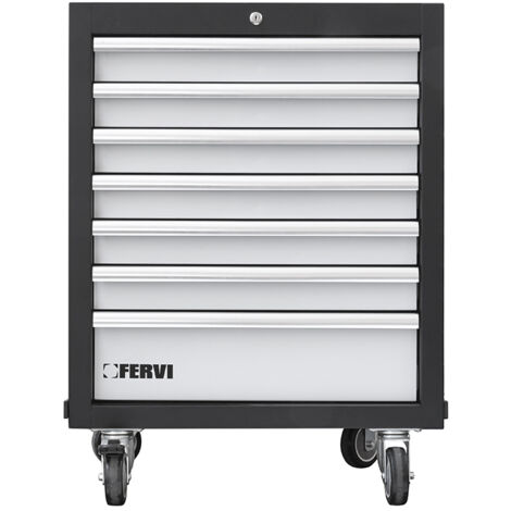 Commode trolley avec 7 tiroirs 660x455x860 mm pour atelier Fervi a007/16