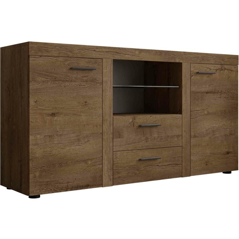 Commode Tucson 104, Chêne de Lefkas, Avec tiroirs et portes, Nombre de tiroirs: 0, 82x157x40cm