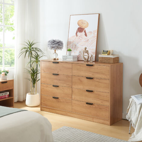 Commode Varkaus MDF 90 x 140 x 40 cm effet chêne [en.casa]