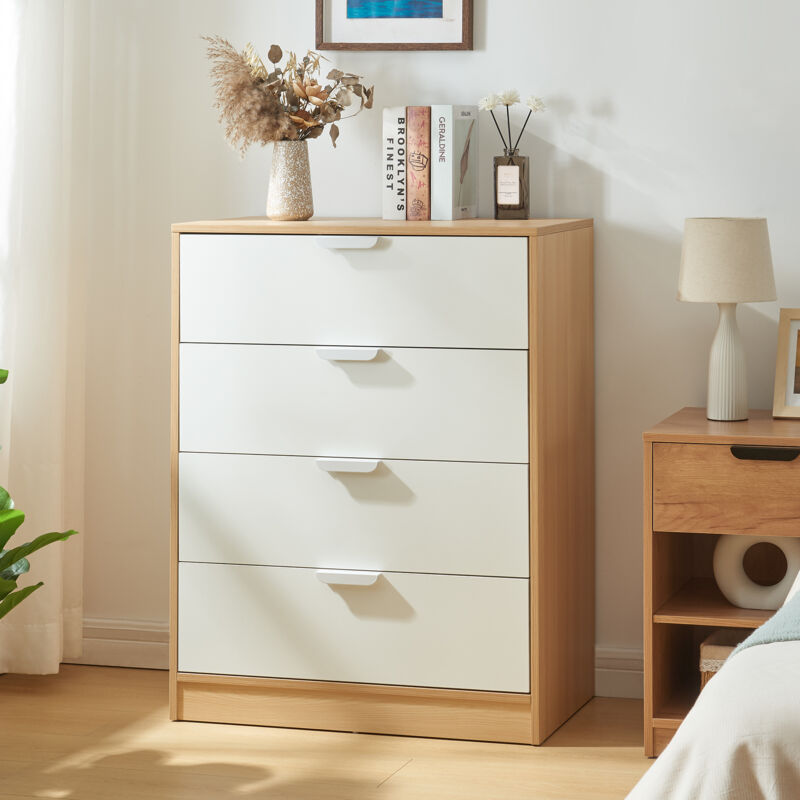 [en.casa] - Commode Varkaus mdf 90 x 70 x 40 cm effet chêne blanc