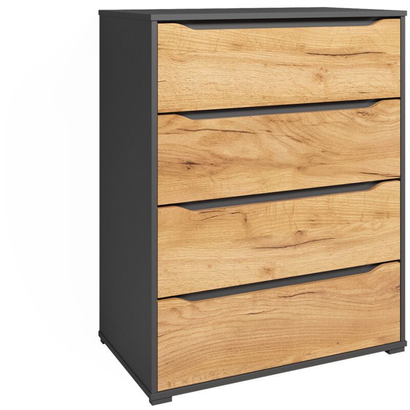 Commode Ruben, Chêne doré/anthracite, 48x101.6cm avec tiroirs Vicco