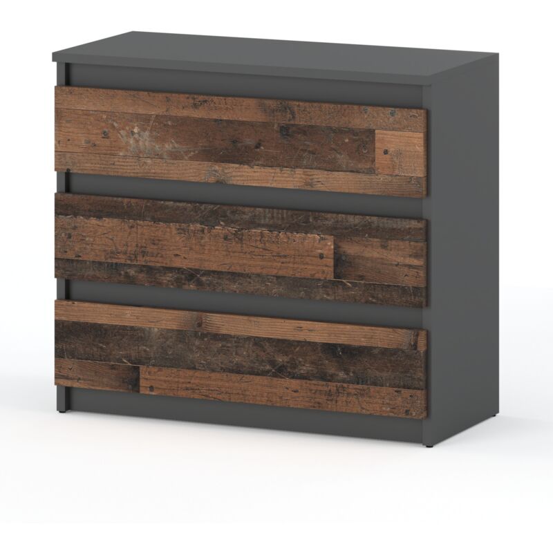 Commode Vintage grise 80CM, meuble TV pour salon et chambre à coucher