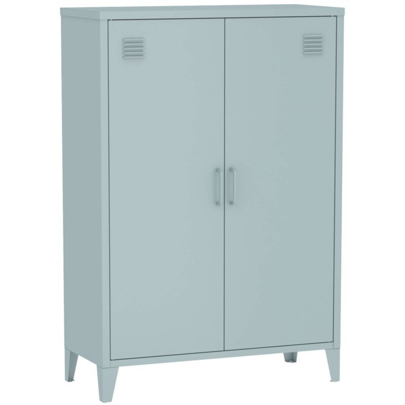 Sweeek - Commode/armoire en métal bleu clair 2 espaces de rangement