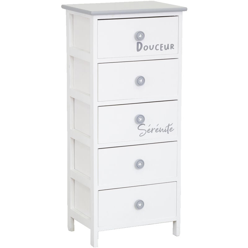 Commode/Chiffonnier bois ' Sérénité et Douceur ' 5 tiroirs