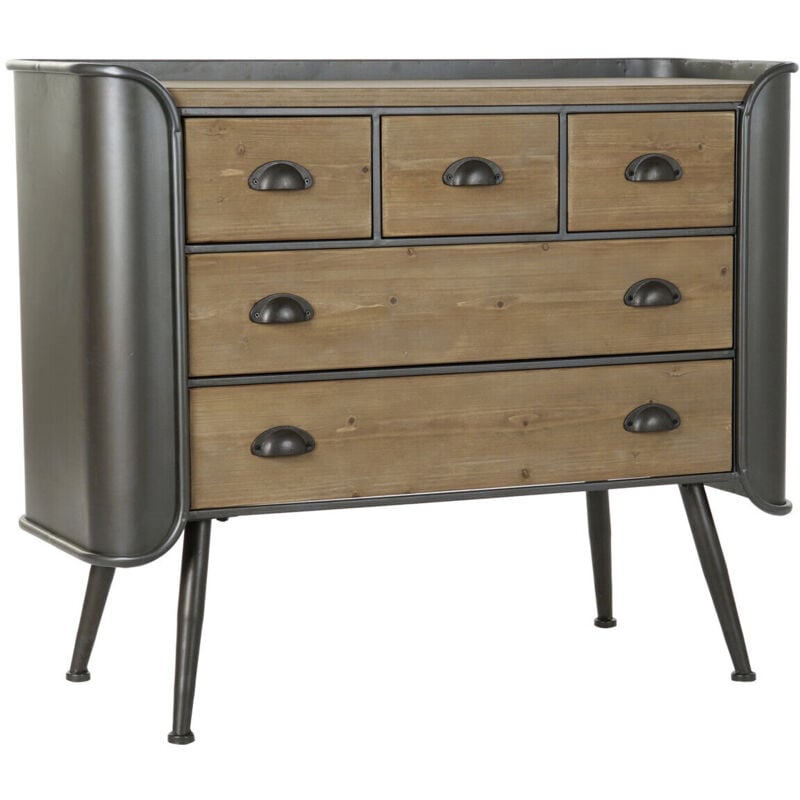 Commode Sapin Métal 97X37X79 Naturel