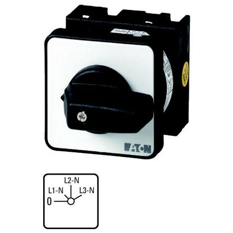 Commut. de voltmètre cont.: 4 20A 45° à acc. encastré 000067337 EATON T0-2-15921/E