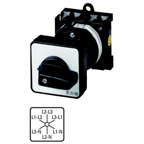 Commut. de voltmètre cont.: 6 20A à acc. encastré fixation arrière 000029370 EATON T0-3-15924/Z