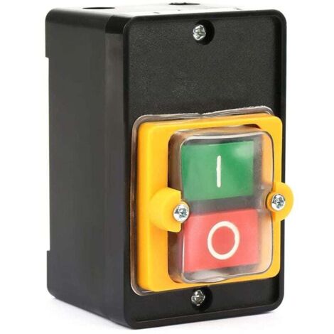 Commutateur à Bouton Poussoir, AC 220V/380V 10A Interrupteur à Bouton de Commande de Puissance étanche Bouton Marche Arret Machine Outil Interrupteur Machine Outil