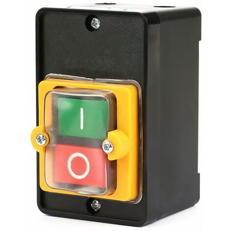 Commutateur à Bouton Poussoir, AC220V / 380V 10A Interrupteur à Bouton de Commande de Puissance étanche Monophasé/Triphasé, Bouton de Commande Marche/Arrêt Avec Coquillage, Interrupteur Machine Outil