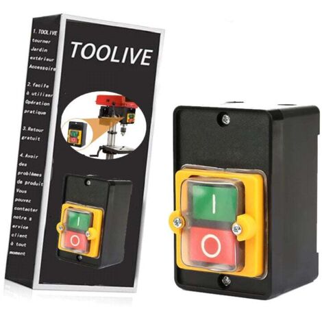 Commutateur à Bouton Poussoir, AC220V / 380V 10A Interrupteur à Bouton de Commande de Puissance étanche Monophasé/Triphasé, Bouton de Commande Marche/Arrêt Avec Coquillage, Interrupteur Machine Outil