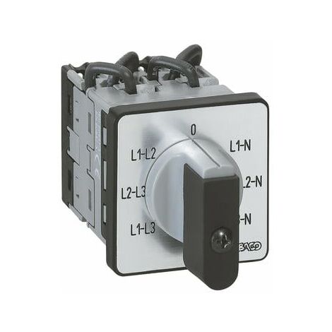 Commutateur à cames de mesure voltmètre avec neutre PR12 - 6 contacts - fixation par vis sur porte - 014653 - LEGRAND