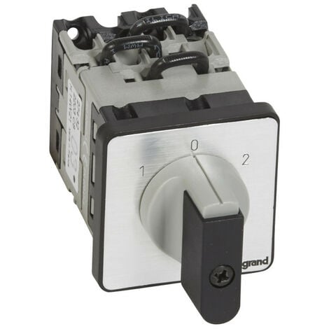Commutateur à cames inverseur avec position arrêt 45° PR12 3P 6 contacts fixation par vis sur porte (027432)