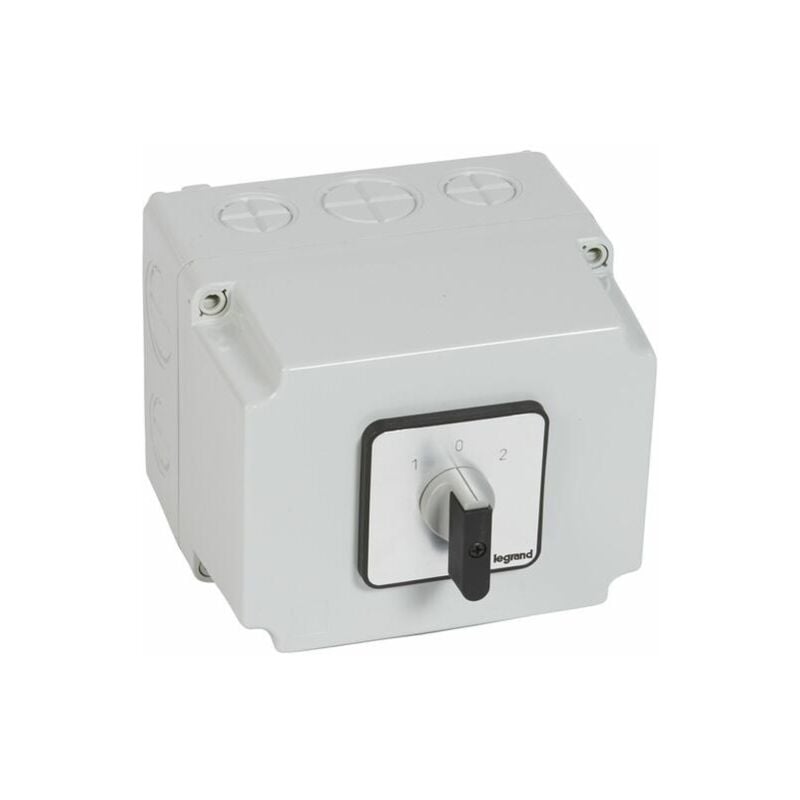 Commutateur à cames inverseur avec position arrêt 45° PR63 - 4P - 8 contacts - boîtier 135x70mm Legrand