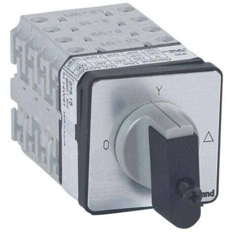 Commutateur à cames moteur triphasé démarreur 1 sens de marche 1 vitesse PR17 - 8 contacts - fixation par vis sur porte - LEGRAND