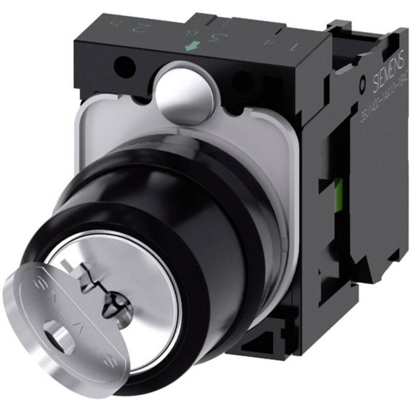 3SU11004BF111BA0 3SU1100-4BF11-1BA0 Commutateur à clé collerette plastique noir, gris 1 x 90 ° décrochage par c - Siemens