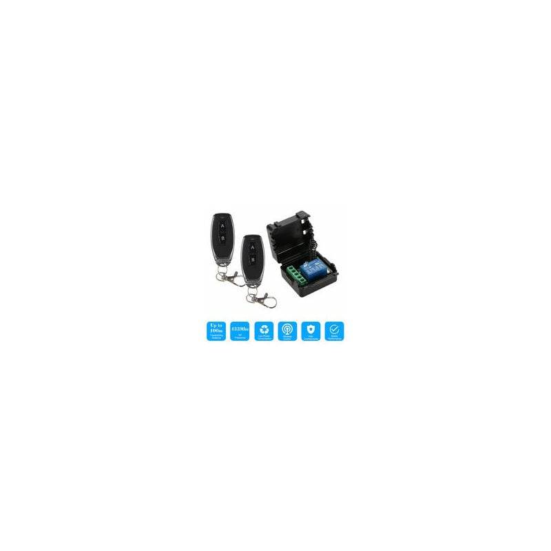 Commutateur a Distance Sans Fil 433Mhz Dc 12V 1Ch, Avec Telecommandes De Transmetteur Rf, 2Pcs Fei Yu