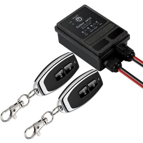 Commutateur à distance sans fil, commutateur à distance RF DC 12V/24V/48V/72V, relais 40A, faisceau de 328 pieds de long.