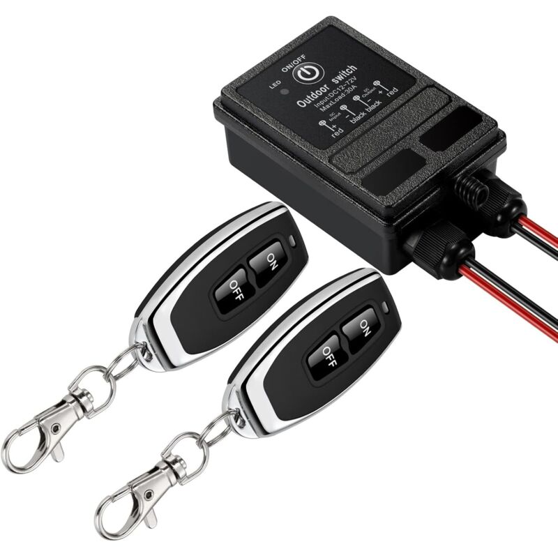 Commutateur à Distance sans Fil - dc 12V/24V/48V/72V - Relais 40A - Rayon 328 Pieds - Télécommande rf