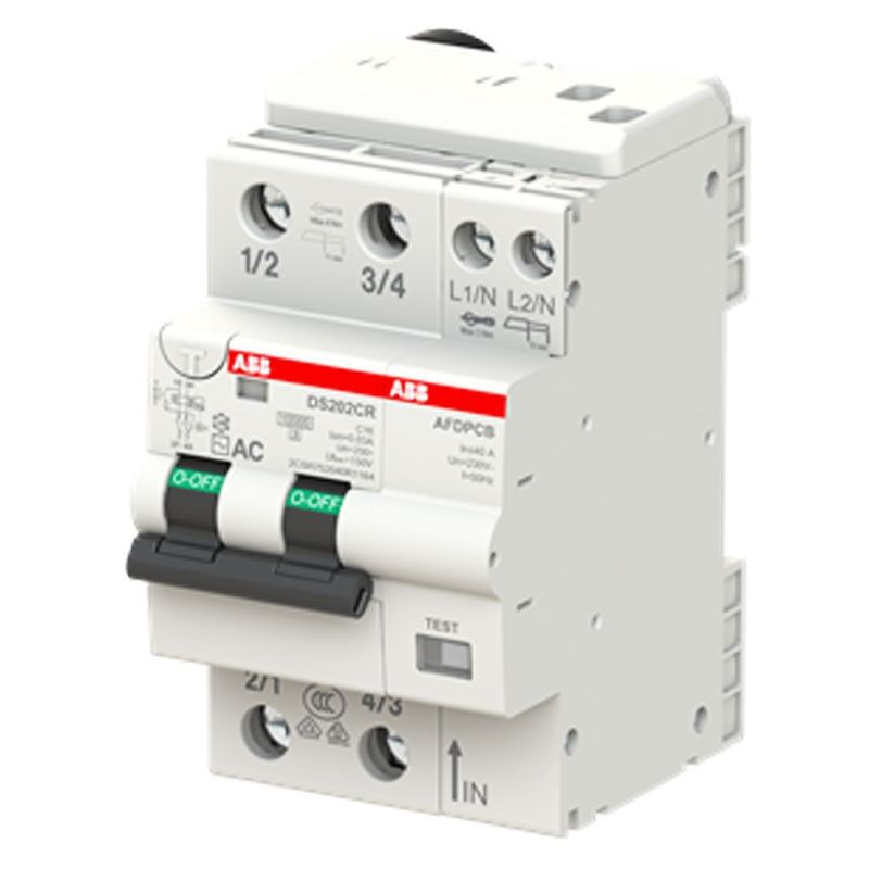 Interrupteur ABB magnétothermique différentiel 2 pôles 16A 30mA ac type 6kA 2 modules DS202CRC16AC30