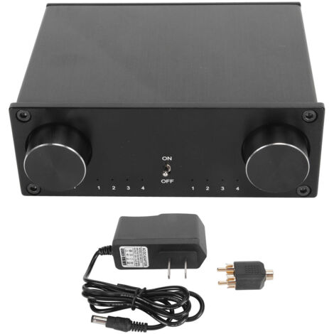 Commutateur Audio 4 Entrées 4 Sorties Hi-Fi Double Canal, Connecteurs RCA Dorés, Commutation Silencieuse Sans Perte, Alimentation 100‑240V Prise US