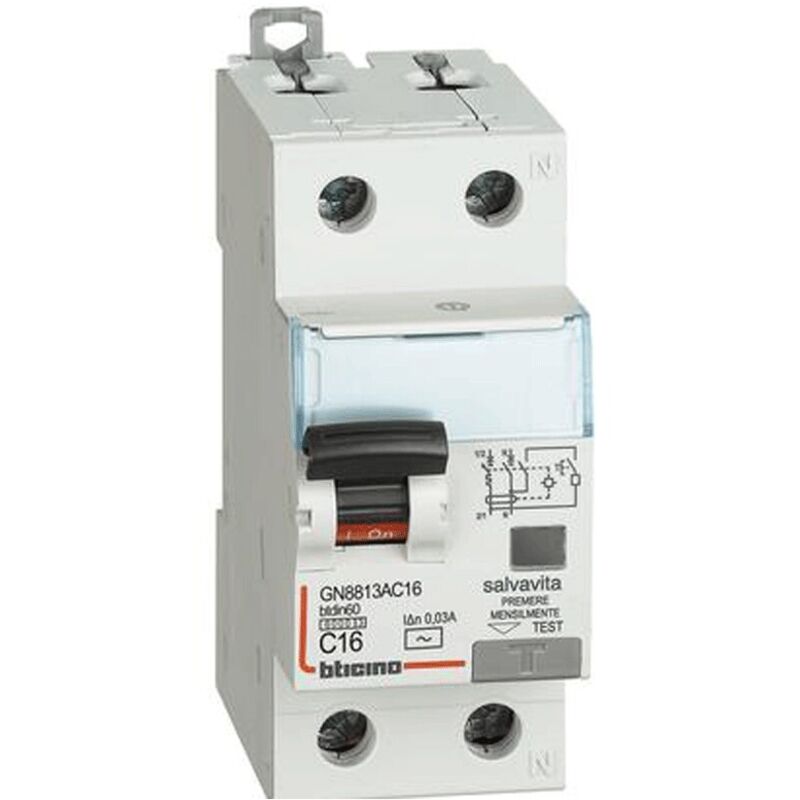 GN8813AC16 Disjoncteur différentiel BTDIN60 1P+N ac type 16A - Bticino