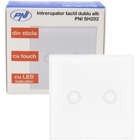 Commutateur capacitif à double contact PNI SH202, blanc avec indicateur LED
