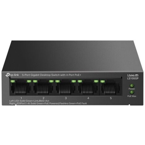 Commutateur de bureau Gigabit TP-Link LiteWave à 5 ports avec PoE+ à 4 ports