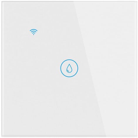 Commutateur de Chauffe-Eau sans Fil APP Sensible à la Voix Écran Tactile Panneau de Verre Anti-humidité Convient pour la Maison Hôtel(20 A 4000 W Blanc)