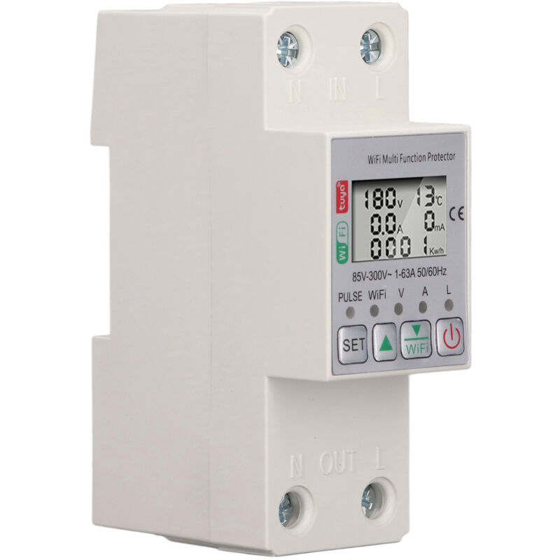 Commutateur de compteur de puissance intelligent WiFi, disjoncteur d'énergie Tuya, protecteur multifonction, avec mesure, AC85-300V 63A - Eosnow