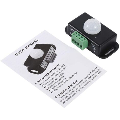Commutateur de détecteur de capteur de Mouvement Infrarouge PIR de sécurité corporelle DC 12V/24V, commutateur de détecteur de capteur PIR pour Bande Lumineuse LED