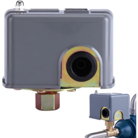 Commutateur de pression de pompe, 110V/230 V Interrupteur de contrôle de pression réglable Contrôleur Pressostat De Pompe à Eau tige à double ressort 0,8-5,0 bar pour pompes à eau auto amorçantes