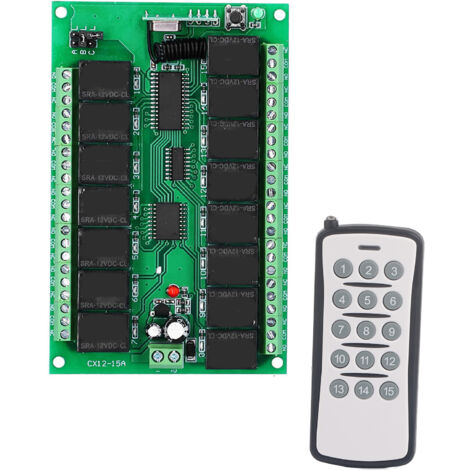 Commutateur de relais télécommandé numérique sans fil, 15 canaux avec LED CW/CCW 1000 mètres DC 12V