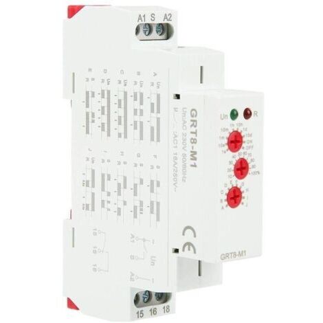 Commutateur de Relais Temporisé AC 220V GRT8-M1 Montage sur Rail DIN 10 Fonctions Indicateurs LED