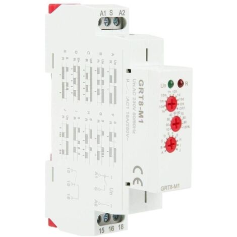 Commutateur de Relais Temporisé AC 220V GRT8-M1 Montage sur Rail DIN 10 Fonctions Indicateurs LED