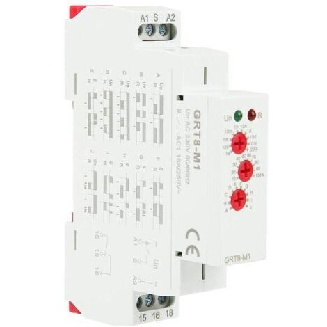 Commutateur de Relais Temporisé AC 220V GRT8-M1 Montage sur Rail DIN 10 Fonctions Indicateurs LED