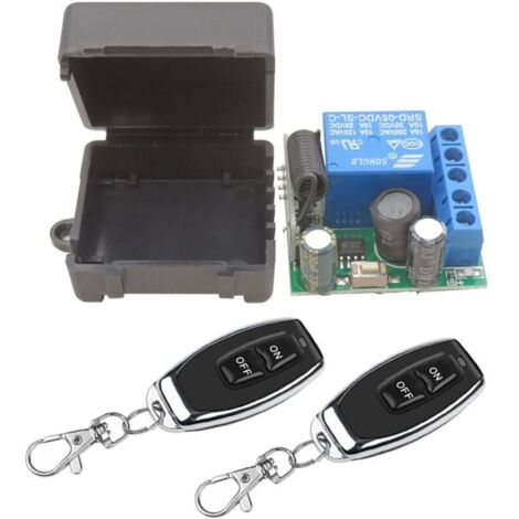 Commutateur de Télécommande sans Fil 433Mhz 5V 12V 24V 1 Canal Radio Commande Relais Récepteur avec 2 émetteurs Porte-clés Contacts sans potentiel contrôleur de Relais