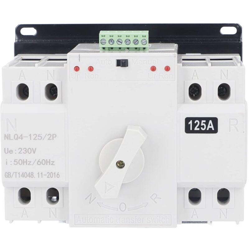 Commutateur de Transfert Automatique à Double Alimentation AC 230V 2P 125A CB Commutateur à Bascule à Bascule Automatique Commutateur de Transfert