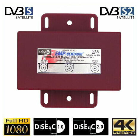 COMMUTATEUR DISEqC 2/1 OPTION EMP CENTAURI, 2 ENTREES LNB 1 SORTIE RECEPTEUR HD 3D 4K